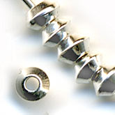 Silverplate bicone spacers. 4x3mm. Pkg of 10.