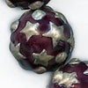 Enamel bead with silver stars, 15mm. Pkg of 1. 