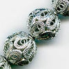 Vintage Silver Over Copper Filigree Beads. 12mm. Package of 2.