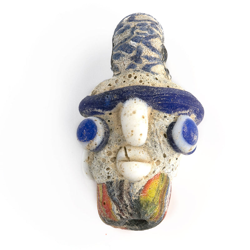 Phoenician Head Pendant, white with rainbow hair. Replica. Pkg 1. b1-840