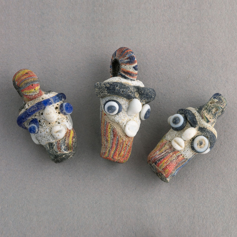 Phoenician Head Pendant, white with rainbow hair. Replica. Pkg 1. b1-840