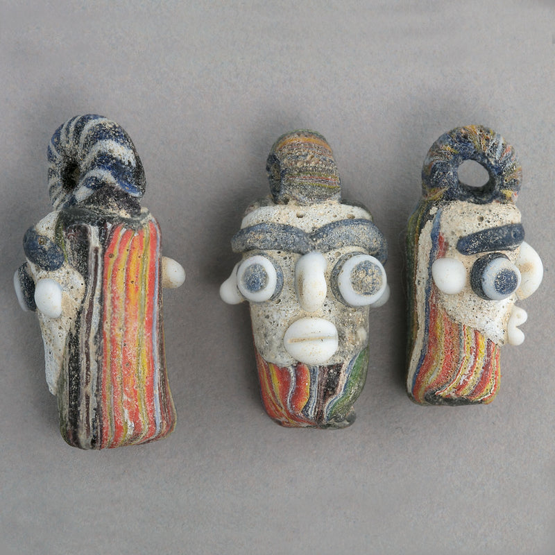 Phoenician Head Pendant, white with rainbow hair. Replica. Pkg 1. b1-840
