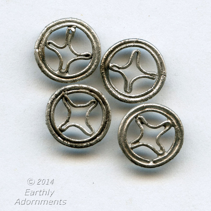 Silver plated flat spacer beads in traditional Chinese coin