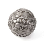 Antique Chinese silver bead. Leaves, flowers and pomegranets. Lotus caps. 25mm. b18-661