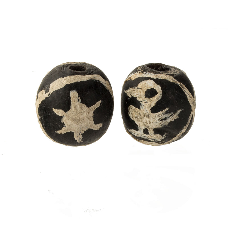 Ancient Jatim Glass  Bird Star Bead reproduction. 17mm.  Pkg. 1. b1-880