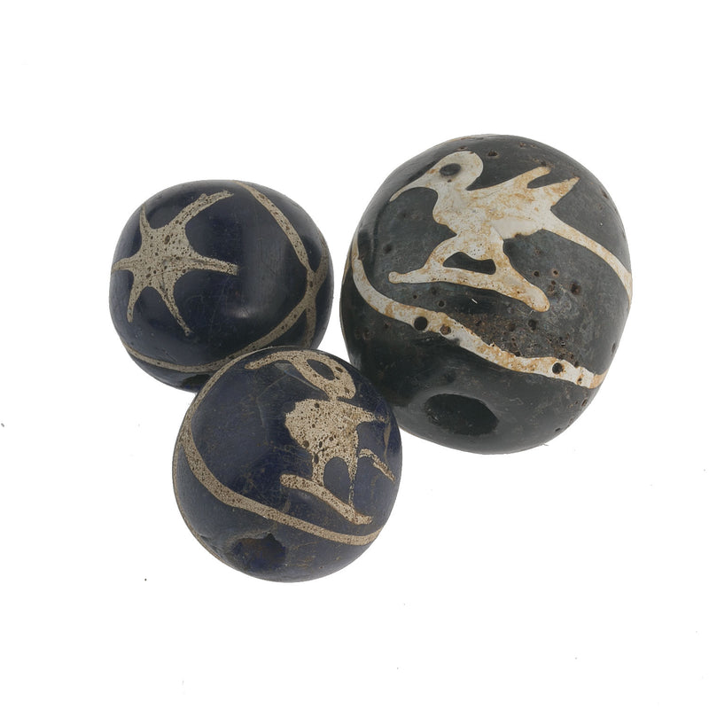 Ancient Jatim Glass  Bird Star Bead reproduction. 17mm.  Pkg. 1. b1-880