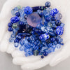 Vintage glass bead mix of blue beads from Europe, Japan and beyond.  5 oz box. b19-0112-Blueberry Pie