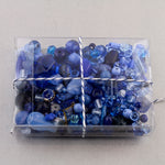 Vintage glass bead mix of blue beads from Europe, Japan and beyond.  5 oz box. b19-0112-Blueberry Pie