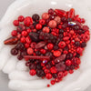 Vintage glass bead mix of red beads from Europe, Japan and beyond.  5 oz box. Cinnamon Red Hots