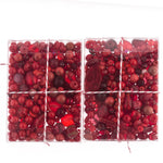 Vintage glass bead mix of red beads from Europe, Japan and beyond.  5 oz box. Cinnamon Red Hots