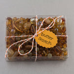 Vintage glass bead mix of butterscotch color beads from Europe, Japan and beyond.  5 oz box. Butterscotch.