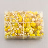 Vintage glass bead mix in an array of yellow colors from Europe, Japan and beyond.  5 oz box. Lemon Drop.