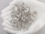 Vintage glass bead mix of clear smooth and faceted beads from Europe, Japan and beyond. 5 oz box. b19-0112-Rock Candy