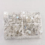 Vintage glass bead mix of clear smooth and faceted beads from Europe, Japan and beyond. 5 oz box. b19-0112-Rock Candy