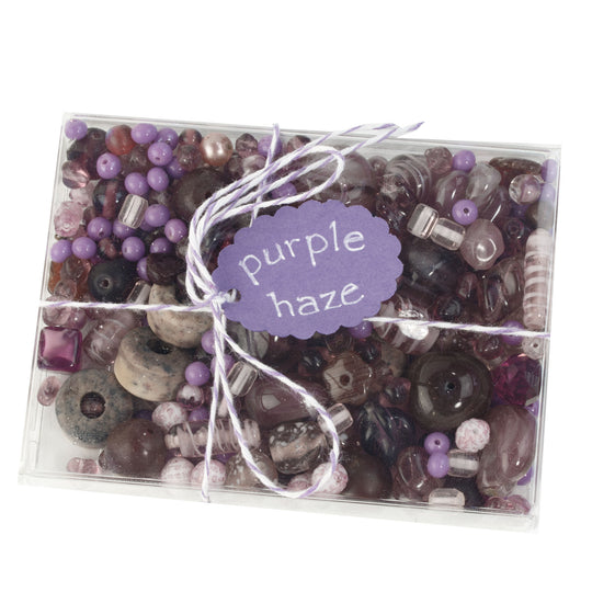 Vintage glass bead mix of purple beads from Europe, Japan and beyond.  5 oz box. b19-0112-Purple Haze