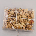 Vintage glass bead mix of caramel color beads from Europe, Japan and beyond.  5 oz box. Caramel Latte.
