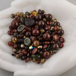 Vintage glass bead mix of chocolate color beads from Europe, Japan and beyond.  5 oz box. b19-0112-Dark Chocolate
