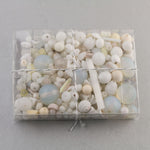 Vintage glass bead mix of white and opal color beads from Europe, Japan and beyond.  5 oz box. marshmallow