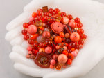 Vintage glass bead mix of orange beads from Europe, Japan and beyond.  5 oz box. b19-0112-Orange Slice