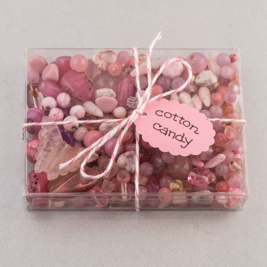 Vintage glass bead mix of pink and rose beads from Europe, Japan and beyond.  5 oz box. b19-0112-Cotton Candy
