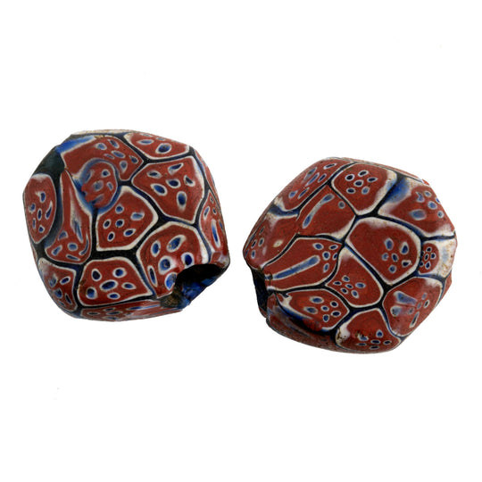 Antique Venetian tabular murrine millefiore glass bead.1 piece.27x27x10mm. b1-909cs