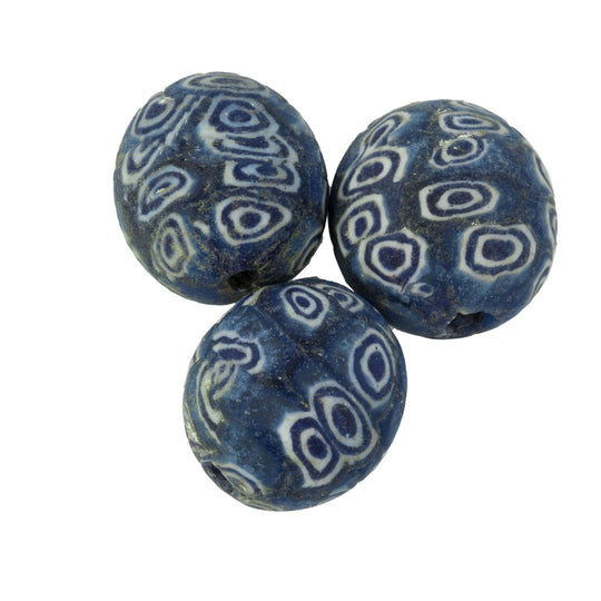 Ancient Jatim Eye Bead replica.  18mm.,IKndonesia. Pkg 1.  b1-928