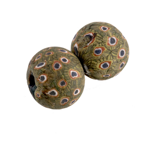 Ancient Jatim eye bead reproduction. 20mm. Indonesia. Pkg 1. b1-989