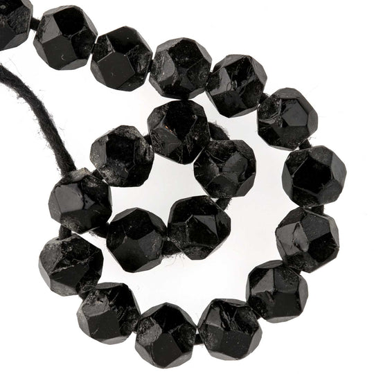 Vintage Czech Faceted Black Beads 6x7mm. pkg of 10. B11-BW-0351(e)