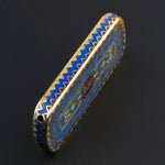 Cloisonné pendant. with blue and red enamel and gilt wire 50x23mm. Sold individually.