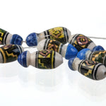 Hand-painted Peruvian ceramic beads. Vintage 1972. 16x8. Pkg. 6.  