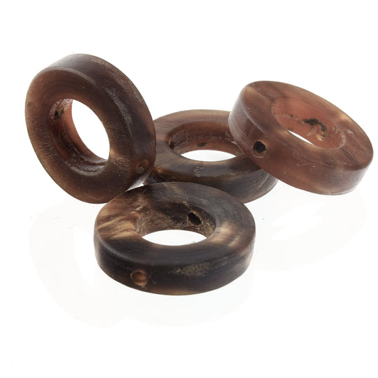 Vintage carved horn flat rings, 22x6mm.  Pkg. 2. b3-ho16