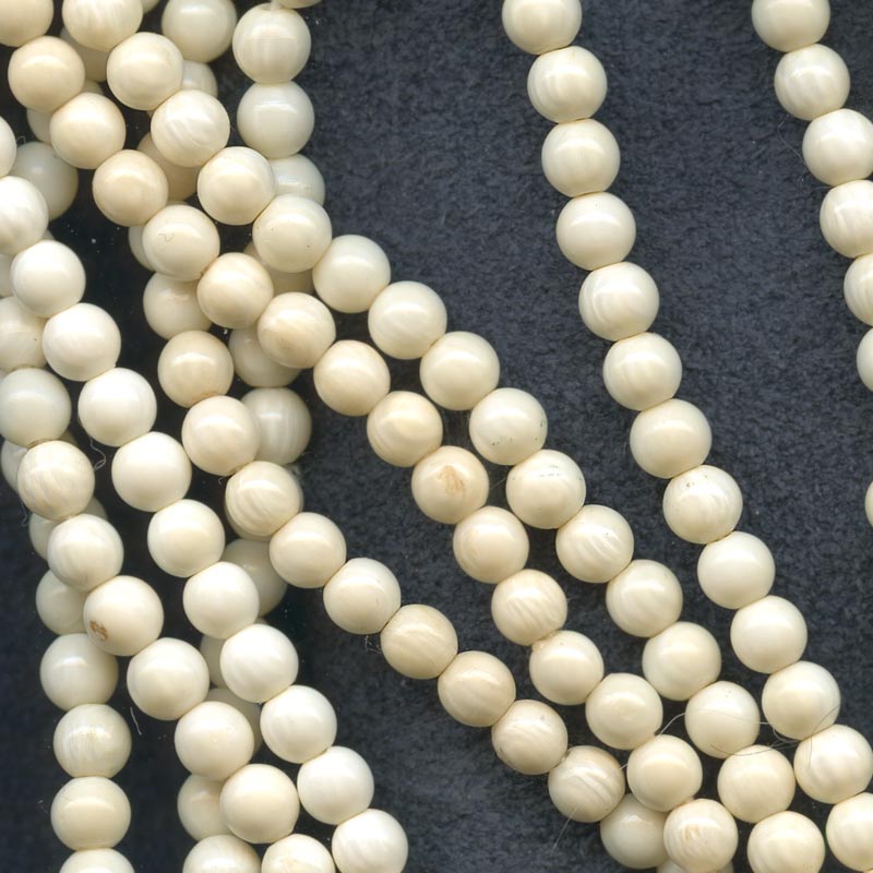 Vintage Carved Pre-ban Elephant Ivory Rounds. 4mm diameter. Package of 10. B3-IV01-1