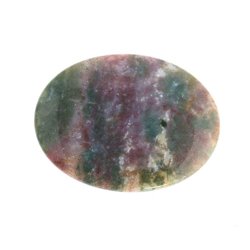 Vintage Indonesian red and green moss agate cabochon.  50x40x5mm. 