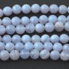 AA natural blue lace agate beads. 6mm. Vintage stock 1980s. 15.5 inch strand.