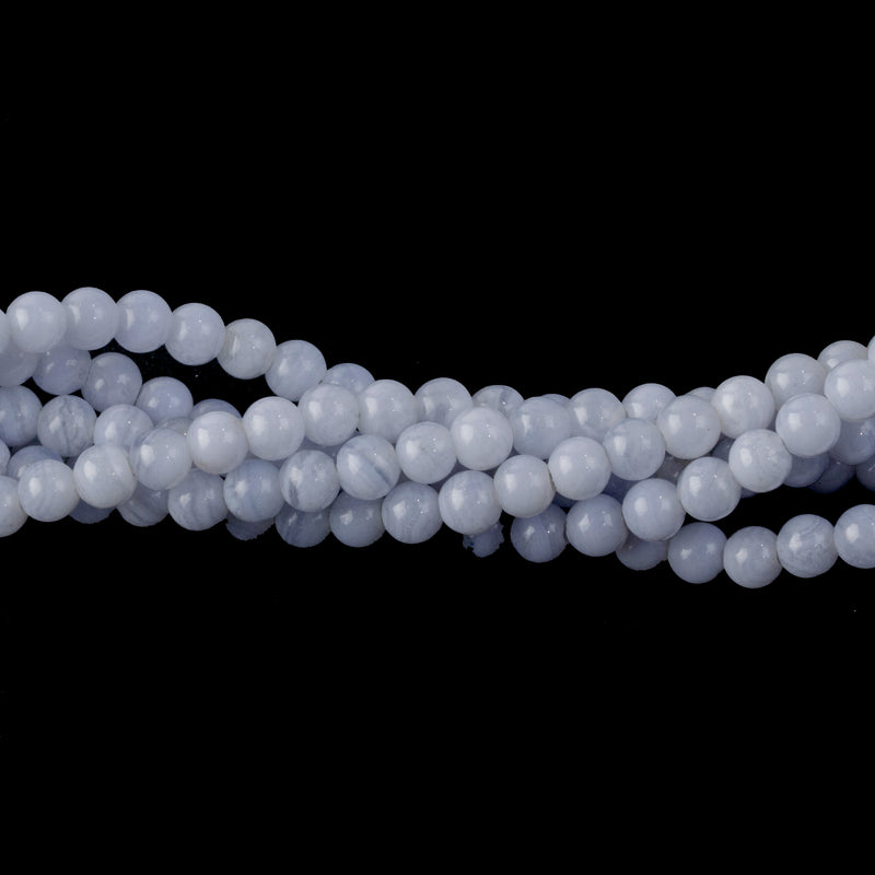 AA natural blue lace agate beads. 4mm. Vintage stock 1980s. 15.5 inch strand. 