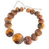 Natural Baltic amber carved disk beads, graduated strand of 16pc 