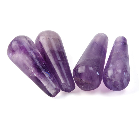 Amethyst A grade hand cut teardrop beads. 16x6mm. Vintage stock, 1980s. Pkg. 4. 1980s. b4-ame227