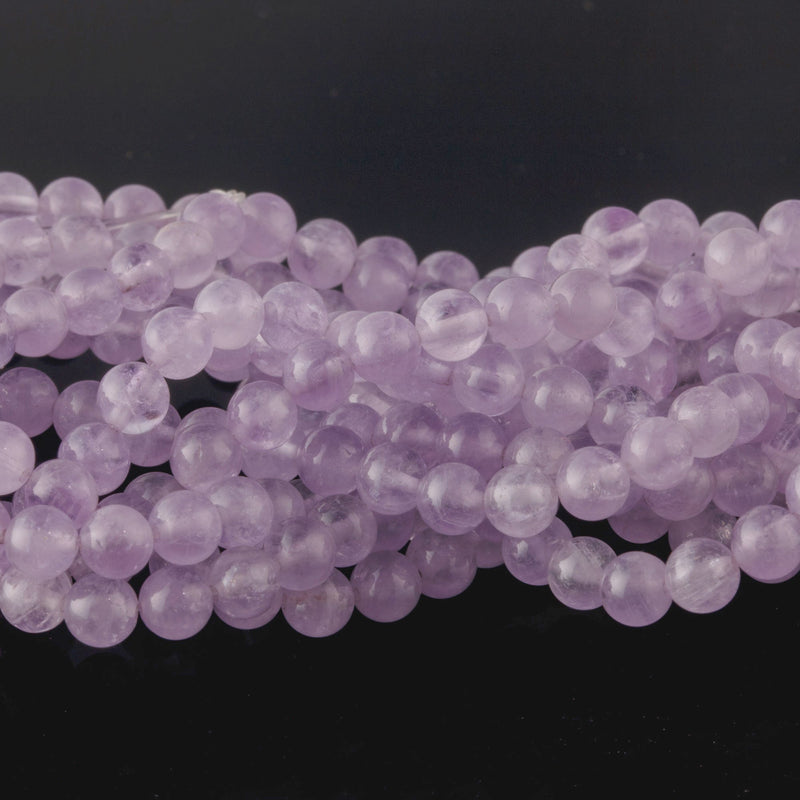 Old stock natural light lavender amethyst 4mm smooth clear round beads.16 inch strand. b4-ame229