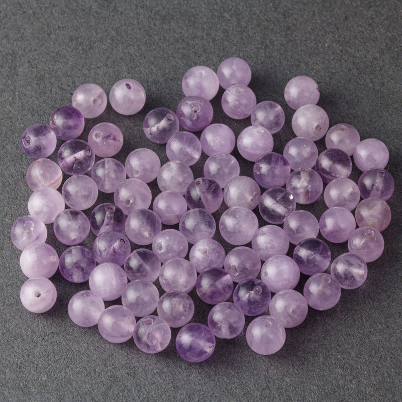 Amethyst beads. Natural, light lavender.  6mm.  10Pcs. 
