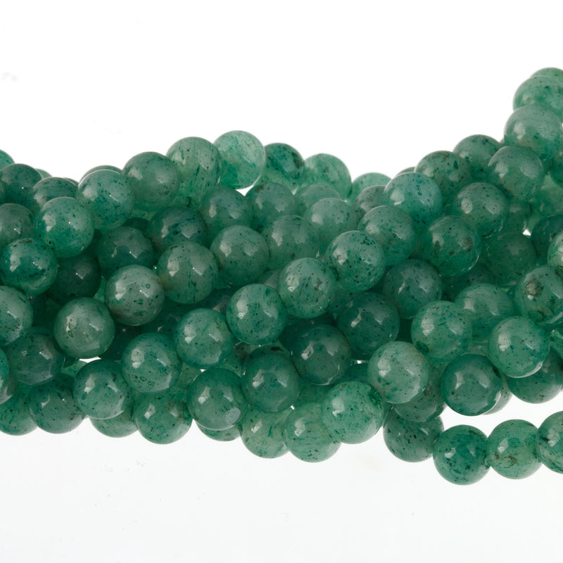6mm vintage green aventurine round beads in 16 inch strands.