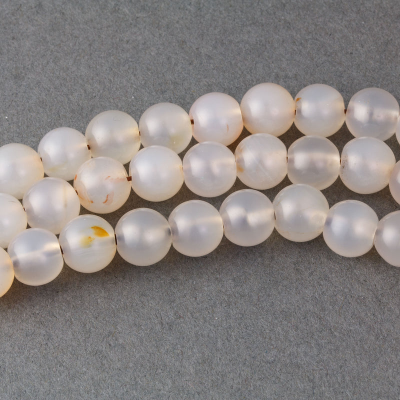 Natural translucent warm gray Chalcedony,10mm beads 10 pcs.