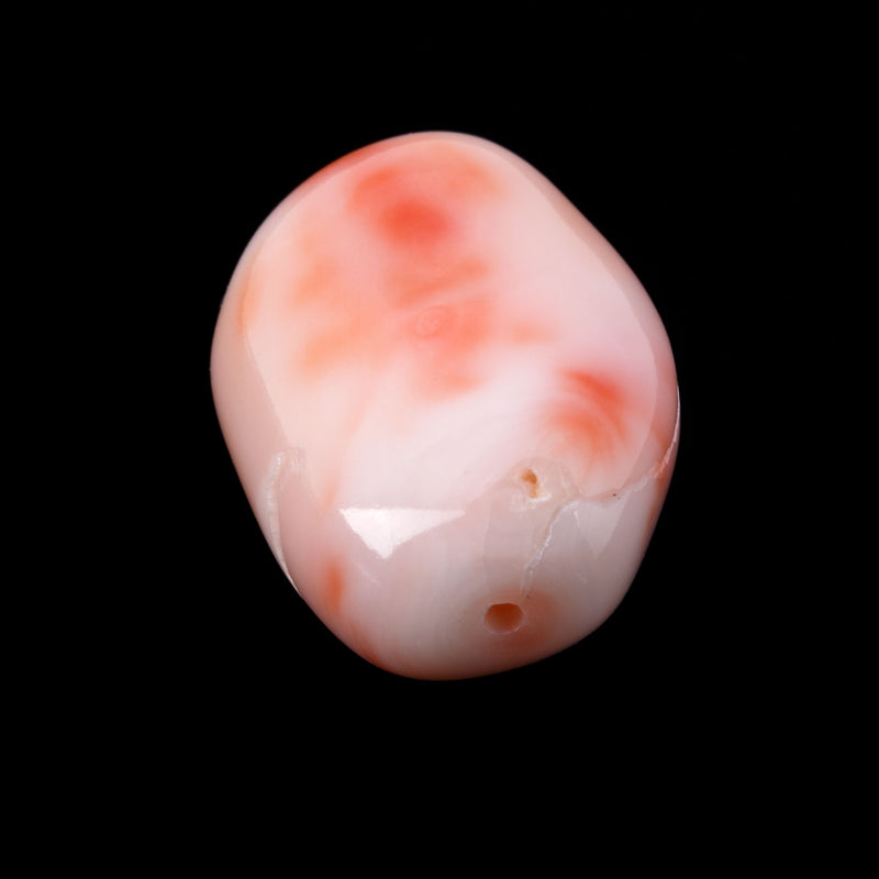 Vintage pink white Angel Skin Coral freeform focal bead.  28x19x13mm. 10.8gr.