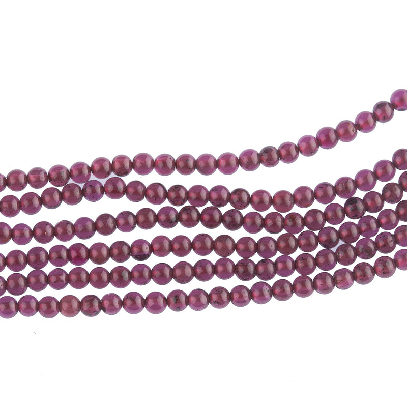Vintage AAA quality  2.5mm Rhodalite Garnet  round beads., 16 inch strand.