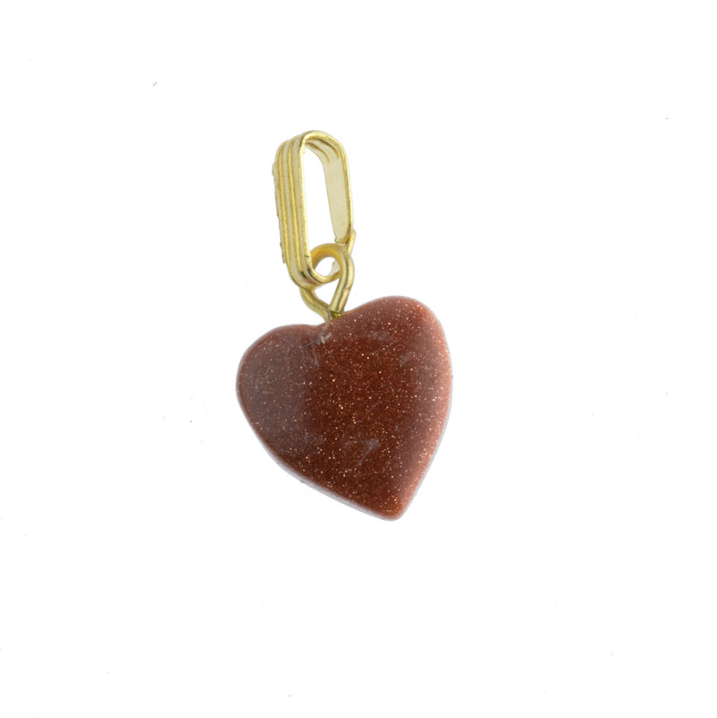 Vintage Goldstone heart. 9mm. Pkg of 2.