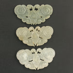 Vintage hand carved Nephrite jade moth plaque. 45-48x28mm. 