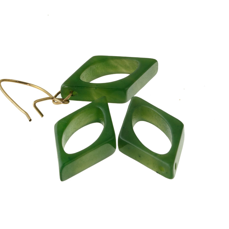 Natural Taiwan Nephrite Jade carved diamond shape pendants for earrings.  pkg. 2 b4-jad496