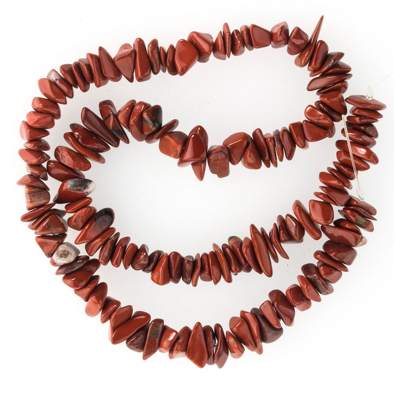 Natural red jasper large chip bead strand, India. 16" strand. b4-jas256