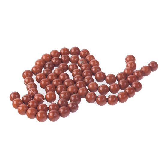 Vintage "AA" quality natural red jasper 8mm beads. 8" strand. 25 beads b4-jas285