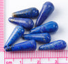 Lapis Lazuli hand cut teardrop bead. 16x6mm. 2 matched pairs. 1980s .