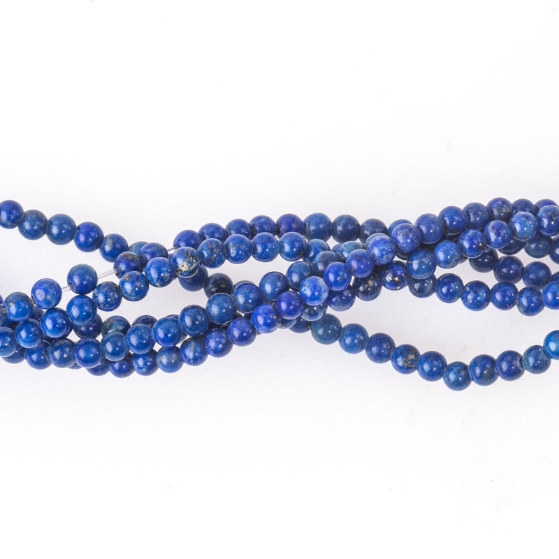 Natural grade AA Lapis Lazuli 3mm round beads. 15.5 inch strand.